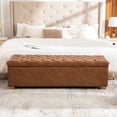 thumbnail image 3 of S-HOME 60.2 Inch Wide Chenille Upholstered Storage Bench With Tufted Flip-Top Design For Living Room And Bedroom Use，Brown, 3 of 8