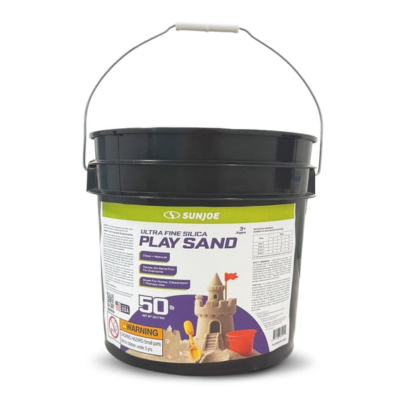 Sun Joe Ultra Fine Silica Play Sand for Sandboxes & Sensory Tables, 50 lbs., PLYSAND50-BKT