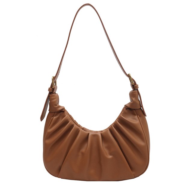 Bolso de hombro acolchado Bolso informal para mujer, bolso fruncido elegante de Color sólido, bolso para axila para niñas con correa ajustable