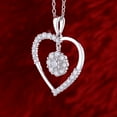 thumbnail image 4 of Dazzlingrock Collection Round White Diamond Dangling Cluster Flower in Heart Pendant with 18 Inch Silver Chain for Women (1.00 ctw, Color I-J, Clarity I1-I2) in 14K White Gold, 4 of 6