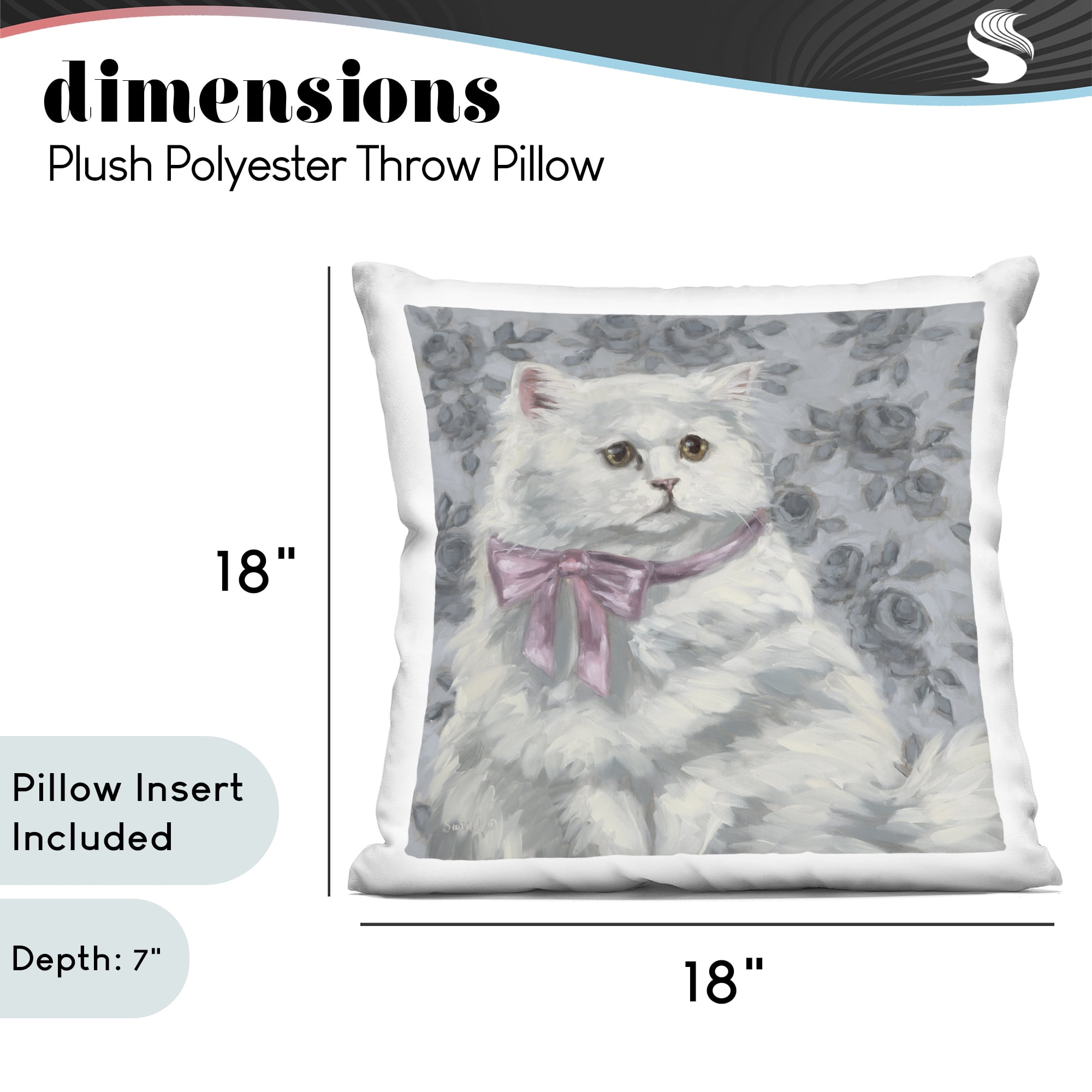 Stupell Industries Coquette Kitty Portrait Decorative Printed Throw Pillow, design by Sara G. Designs