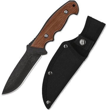 WICING 9.3" Full-Tang Fixed Blade Knife with Sheath, Stainless Steel Outdoor Tool for Camping, Hiking, and Bushcraft