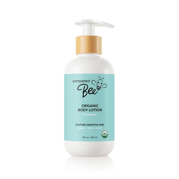 Pampered Bee Organic Unscented Baby Lotion 8 fl oz - Deep Hydration for Sensitive Skin