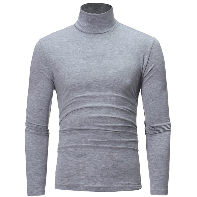 T-shirt à Col Roulé Uni pour Homme, Coupe Ajustée, Chandail Décontracté, Chandail de Base