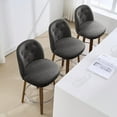 thumbnail image 3 of Foreate Swivel PU Bar Stools Set of 1, 26" Uholstered Leather with Button-tufted Mid-Back & Wood Legs, Modern Chair Kitchen Pub Island Counter Stool, 3 of 10