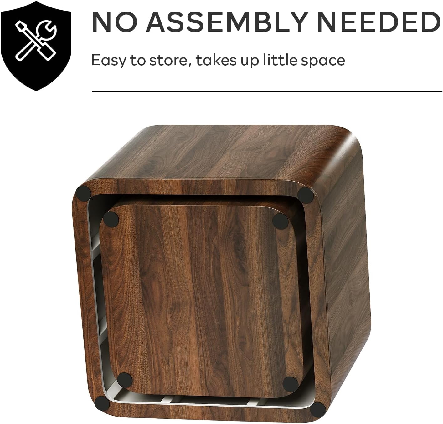 LAZZO Nesting Coffee Table Set of 2, Modern Wooden Coffee Table & End Table, Small Side Tables for Living Room, Bedroom & Apartment, Brown