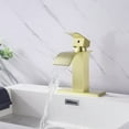 thumbnail image 2 of Waterfall Spout Bathroom Vessel Faucet, Tall Waterfall Single Handle One Hole Deck Mount Mixer Bowl Tap with Large Rectangular Spout, Bar Sink Faucet Lavatory Vanity with Overflow, Gold, 2 of 7