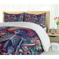 thumbnail image 3 of Ambesonne Trippy Duvet Cover Set, Rave Skeleton Mushrooms Art, Queen, Magenta Indigo Multicolor, 3 of 5