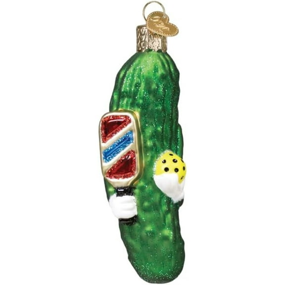 Old World Christmas Pickleball Pickle Glass Hanging Ornament