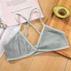 thumbnail image 1 of Women Soft Seamless Comfort Bra Girls French Style Breathable Bralette Deep V Triangle Cup Wireless Thin Lingerie Push Up Bras, 1 of 5