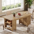thumbnail image 4 of Tribesigns 63" Farmhouse Dining Table with Storage, Rectangular Wooden Dinner Table, Fit for 2-4 People, Rustic Brown, 4 of 8