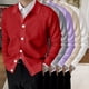 thumbnail image 5 of Gibobby Cárdigan hombre Suéter de Punto Trenzado con Botones y Bolsillos para Hombre(Rojo,M), 5 of 5