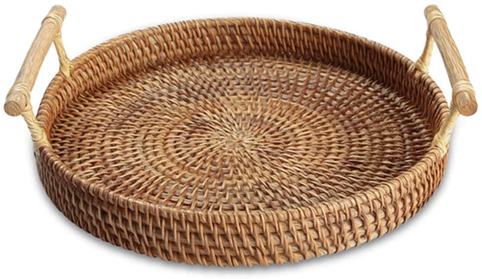 Better Homes & Gardens 16" Round Natural Colored Water Hyacinth Woven Tray for sale online 