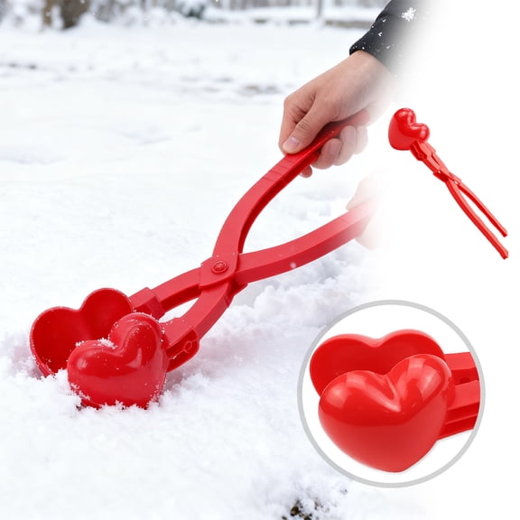 Heart Snowball Maker Winter Mould with Handle Heart Snowball Makers Fun Winter Outdoor Clip for Valentine's Day Snow Ball Fights,Outdoor Play Snow Toy(Red,13 Inches)
