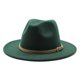 thumbnail image 1 of Sombreros Fedora De ala ancha para hombre y Mujer, Sombreros sólidos, cinturón De banda, vestido Formal clásico, caqui, negro, Invierno, 1 of 4