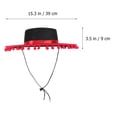 thumbnail image 3 of Fashion Felt Hat Red Hair Ball Ribbon Mexican Hat Dancing Party Performance Hat (Black+Red), 3 of 8