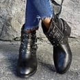 thumbnail image 6 of Joykidd Motorcycle Ankle Boots For Women Chunky Block Heel Short Booties Buckle Studded Gothic Moto Riding Boots with Side Zip for Casual Outings Daily Work, 6 of 8