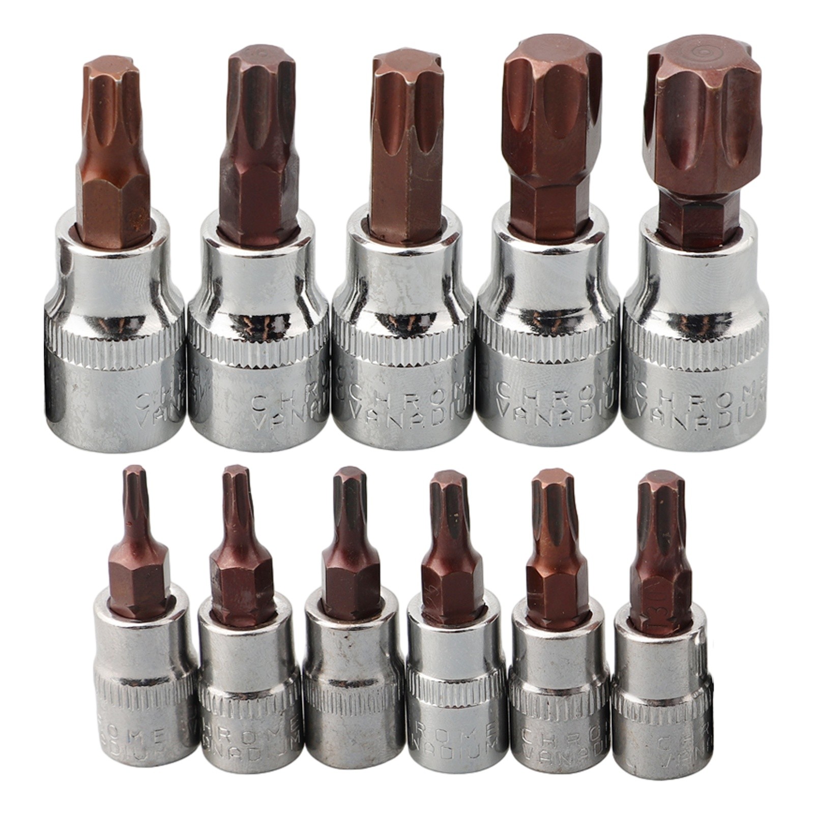 RAINB 11Pcs 3/8 1/4Inch Drive Alloy Torx Screwdriver Bits Socket Bit For T10-T60 Hand Tool Set A
