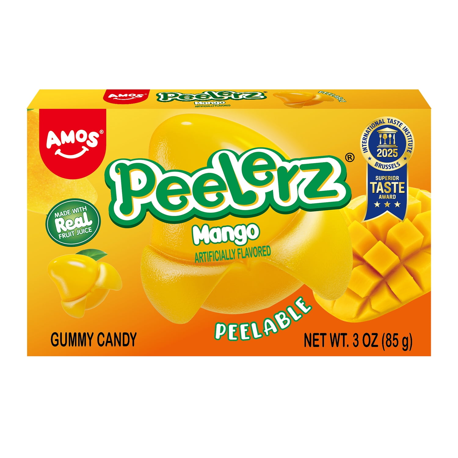 AMOS Peelerz Peach Theatre Box Gummy Candy, Gluten, Milk and Nut