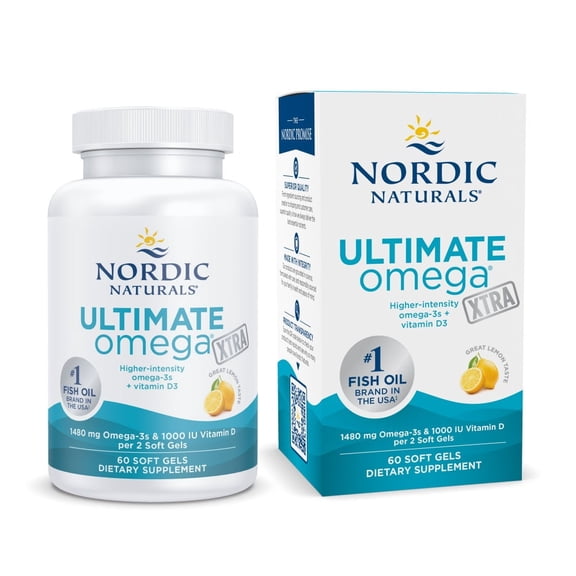 Nordic Naturals Ultimate Omega Xtra Softgels, Lemon, 1480 Mg Fish Oil 60 Ct