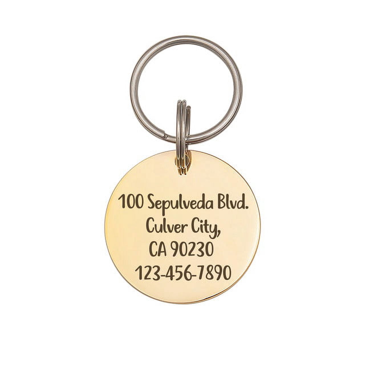 Anavia Stainless Steel Double Sided Round Name - Icon Engraved Dog & Cat ID Tag, Gold, S