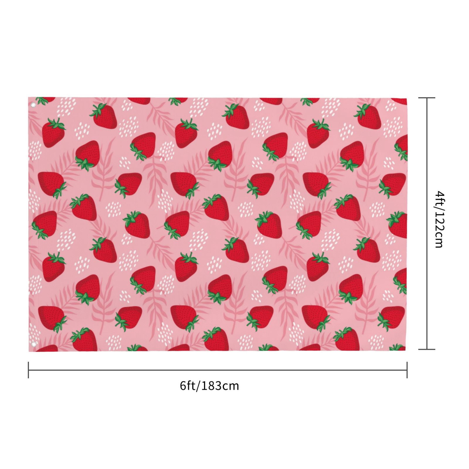 Vsdgher Strawberry Print Outdoor Decorative Flag 4x6ft, Suitable for outdoor decoration, can be hung indoors, on outdoor lawns, balconies, parties