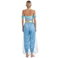 thumbnail image 2 of Aiihoo Belly Dance India Dance Off Shoulder Jumpsuit with Choker One Piece Outfit Blue M, 2 of 6