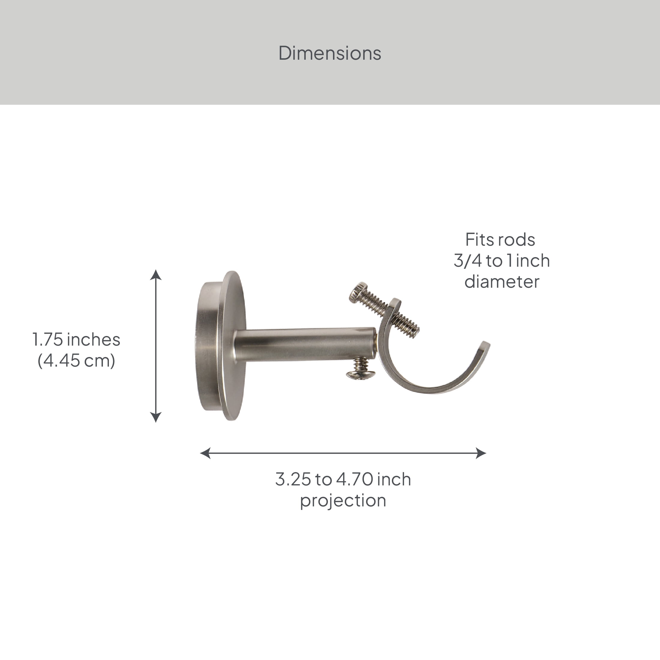 Better Homes & Gardens 1" Satin Nickel Adjustable Seamless Hidden Curtain Bracket, Set of 2