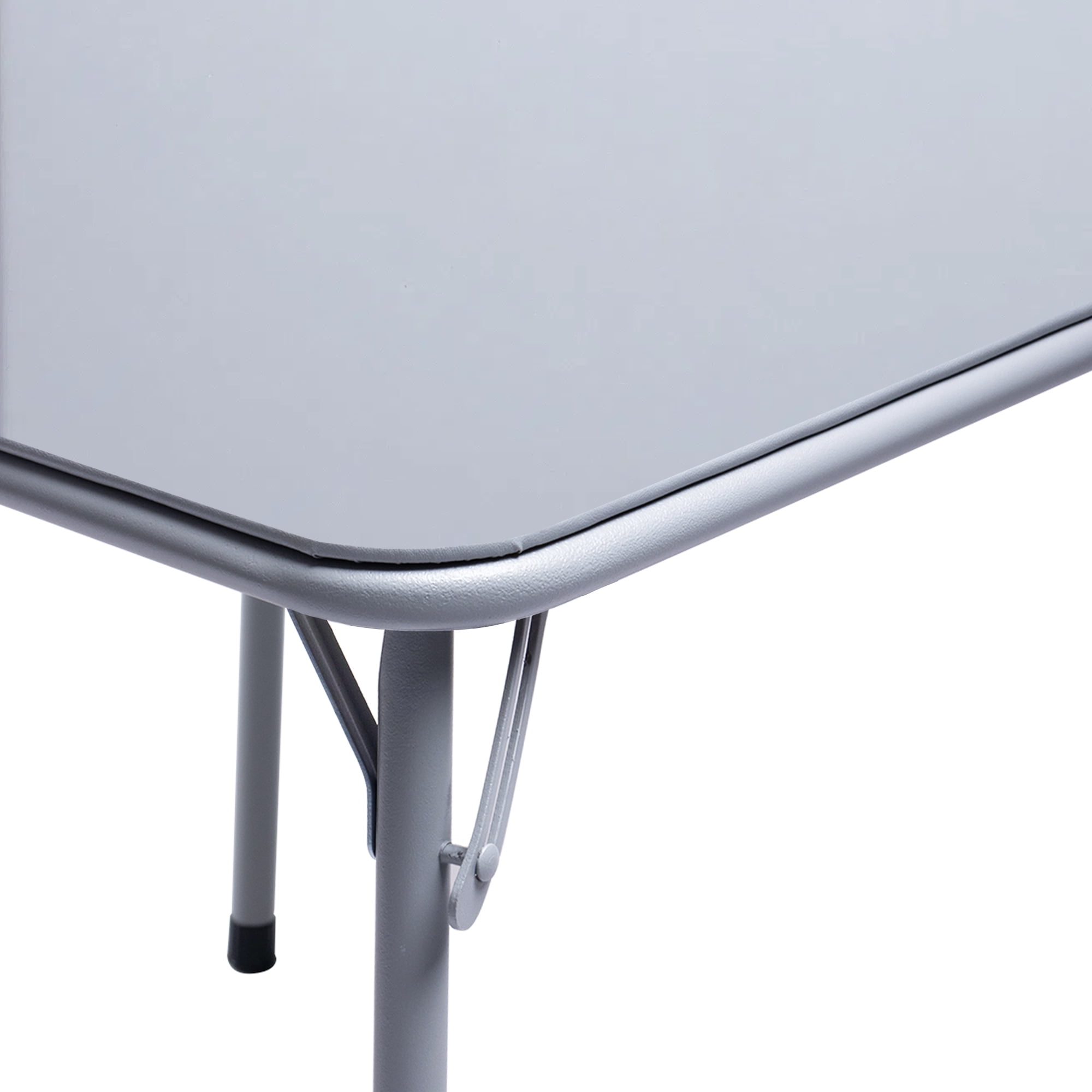 Square Folding Card Table, No Assembly Portable Dining Game Table for 4, PVC Top Metal Frame Space-Saving Table for Indoor Outdoor Use