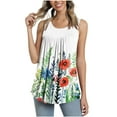 thumbnail image 3 of Tank Top for Women Summer Sleeveless Crew Neck Casual Dressy Tops Loose Fit Floral Print Shirts Fashion Blouses, 3 of 5