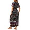 thumbnail image 4 of Enjiwell Women's Holiday Maxi Sundress Floral Print Short Sleeve Bohemian T-Shirt Dress, 4 of 4