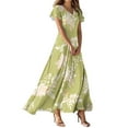 thumbnail image 2 of Women's Elegant Flutter Sleeve Dress Floral Chiffon Maxi Dress Flowy Wedding Guest Dress for Spring 2025 Yellow S, 2 of 5