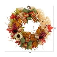 thumbnail image 3 of Nearly Natural Plastic Artificial Fall Wreath, with Sunflower Berries Maple Leaves, 30" (Multicolor), 3 of 4