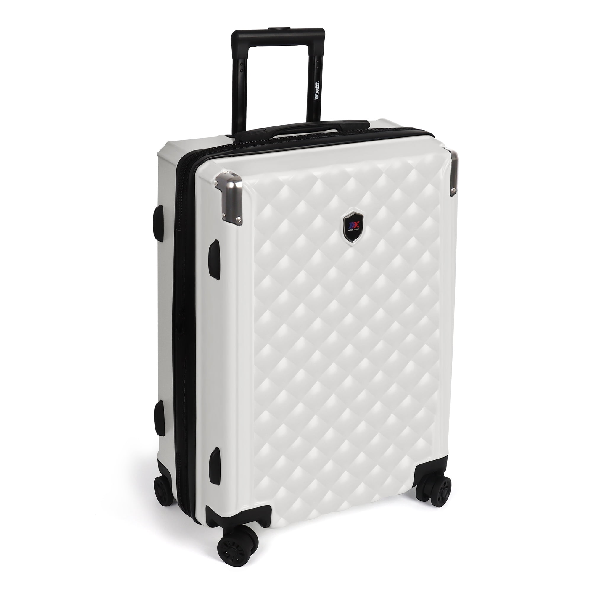 New York Xpress 24" Hardside Checked Luggage, Lightweight Expandable Suitcase with Spinner Wheels and TSA Lock, Milk White - WD576