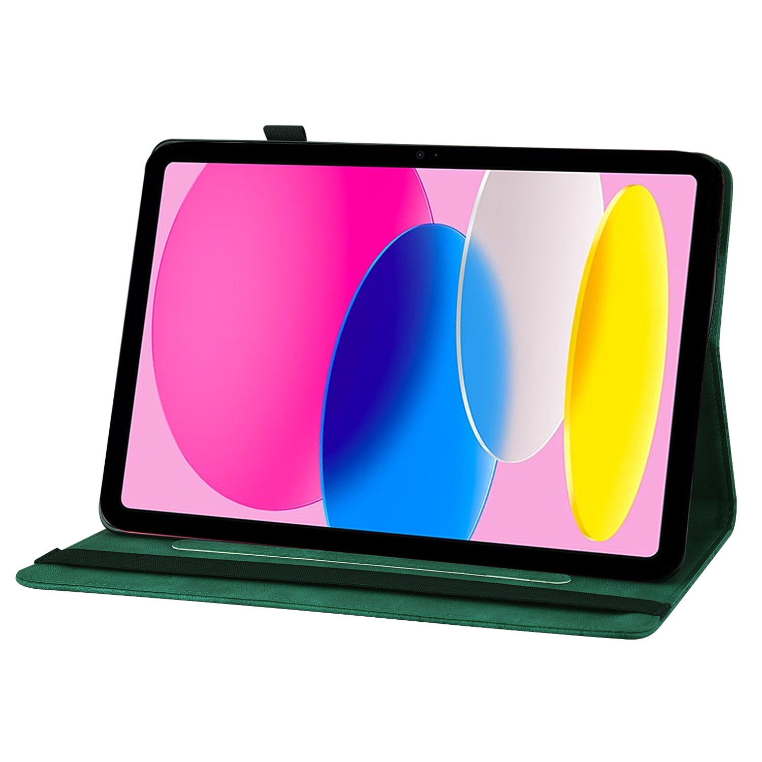 TECH CIRCLE iPad Case for iPad 10th Generation 2022, Slim Folio Stand Butterfly Embossed PU Leather Magnetic Wallet Cover with Pencil Holder & Elastic Strap for iPad 10th Generation 10.9" 2022,Green
