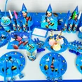 thumbnail image 5 of Suministros para fiestas temáticas de Mickey Mouse azul de Disney, fondo de cumpleaños para niñas, decoración, vaso, plato, cuchillo, tenedor, cuchara, cubiertos desechables, 5 of 5