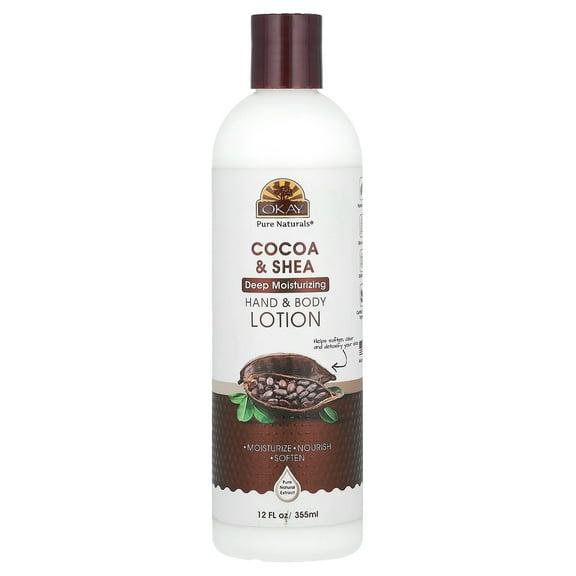 Okay Pure Naturals Hand & Body Lotion, Cocoa & Shea, 12 fl oz (355 ml)