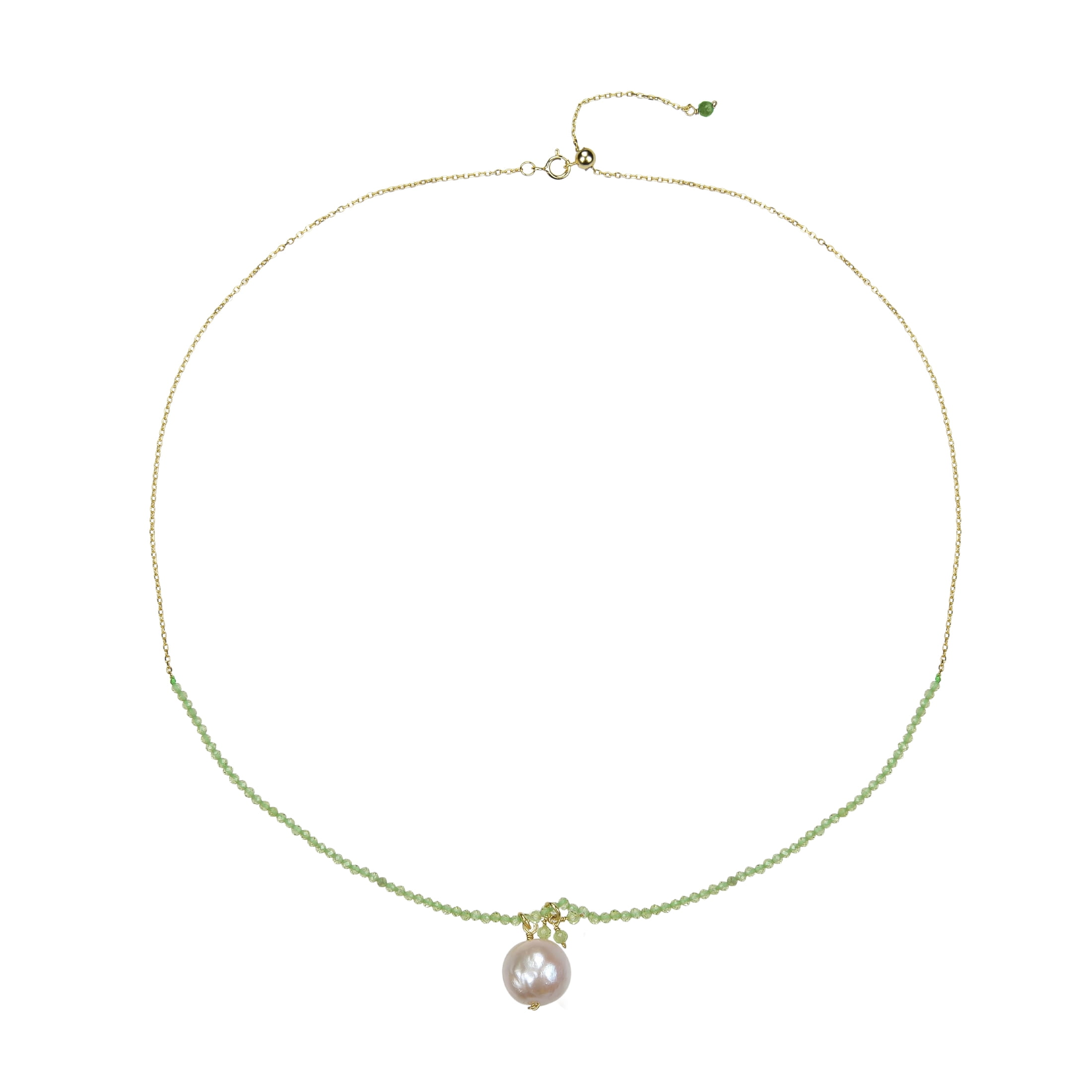 V3 Jewelry Natural Peridot Three Row Bead Necklace main image 1