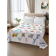 thumbnail image 2 of Colorful Alphabet Twim XL Size Flat Sheet, Wrinkleproof & Fadeproof Cooling Flat Bed Sheet Only, Cartoon Animal Color Block Art Breathable Soft Bedding Top Sheets 66 x 102 Inches, 2 of 8