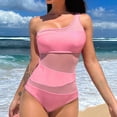 thumbnail image 2 of Sngxgn Women's Swimsuits One Shoulder Swimwear Asymmetric Ruffle Monokinis Bathing Suits(Pink,XL), 2 of 5