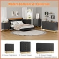 thumbnail image 6 of EastVita Modern 3 Drawer Dresser Wide Chest with Gold Metal Legs and Handles Wood Storage Organizer for Bedroom Living Room Hallway Black, 6 of 7