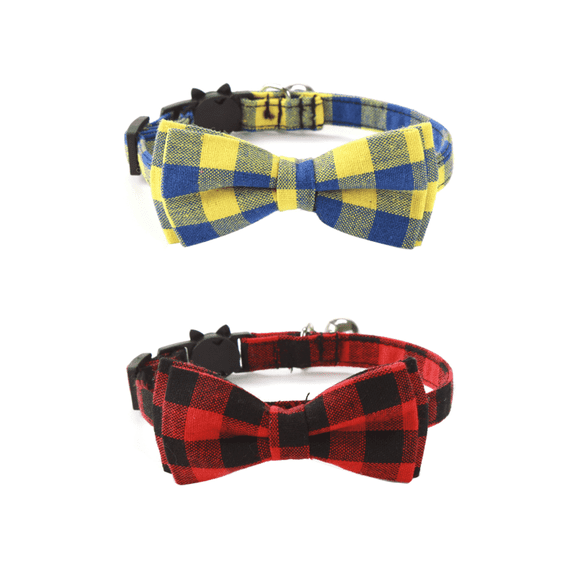 GASTROPOD 2Pcs Cat Collar,Cute Breakaway Kitten Collar with Bow,Versatile Adjustable Safety Pet Collars,Eye-catching Fashionable Design Cat Collar