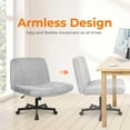 thumbnail image 5 of HYJY Criss Cross Chair with Wheels Fabric Comfy Cross Legged Computer Desk Chair Armless Swivel Height Adjustable Task Wide Seat for Home Office Bedroom Vanity (Grey), 5 of 13