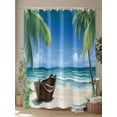 thumbnail image 4 of Shower Curtain Ocean Beach Shower Curtains for Bathroom, Waterproof Polyester Shower Curtain Set with Hooks, Standard Size 66" x 72" Palm Tree Nautical Vessel, 4 of 6
