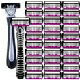 thumbnail image 4 of Men's 6-blade manual razor set with anti-slip strips for 10 occasions - a must-have tool for daily hair removal for men and women, 4 of 13