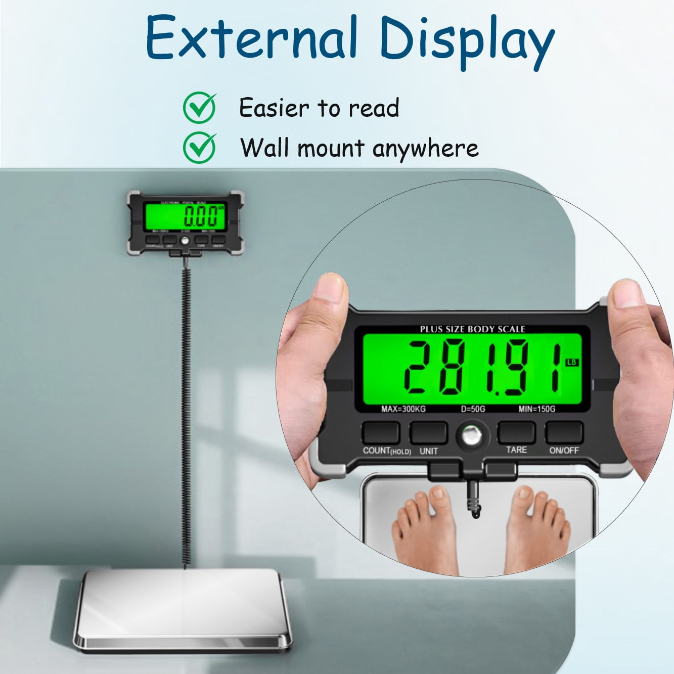 URBY Extra Wide Scale Body Weight, External Display, 300kg/660lb Capacity