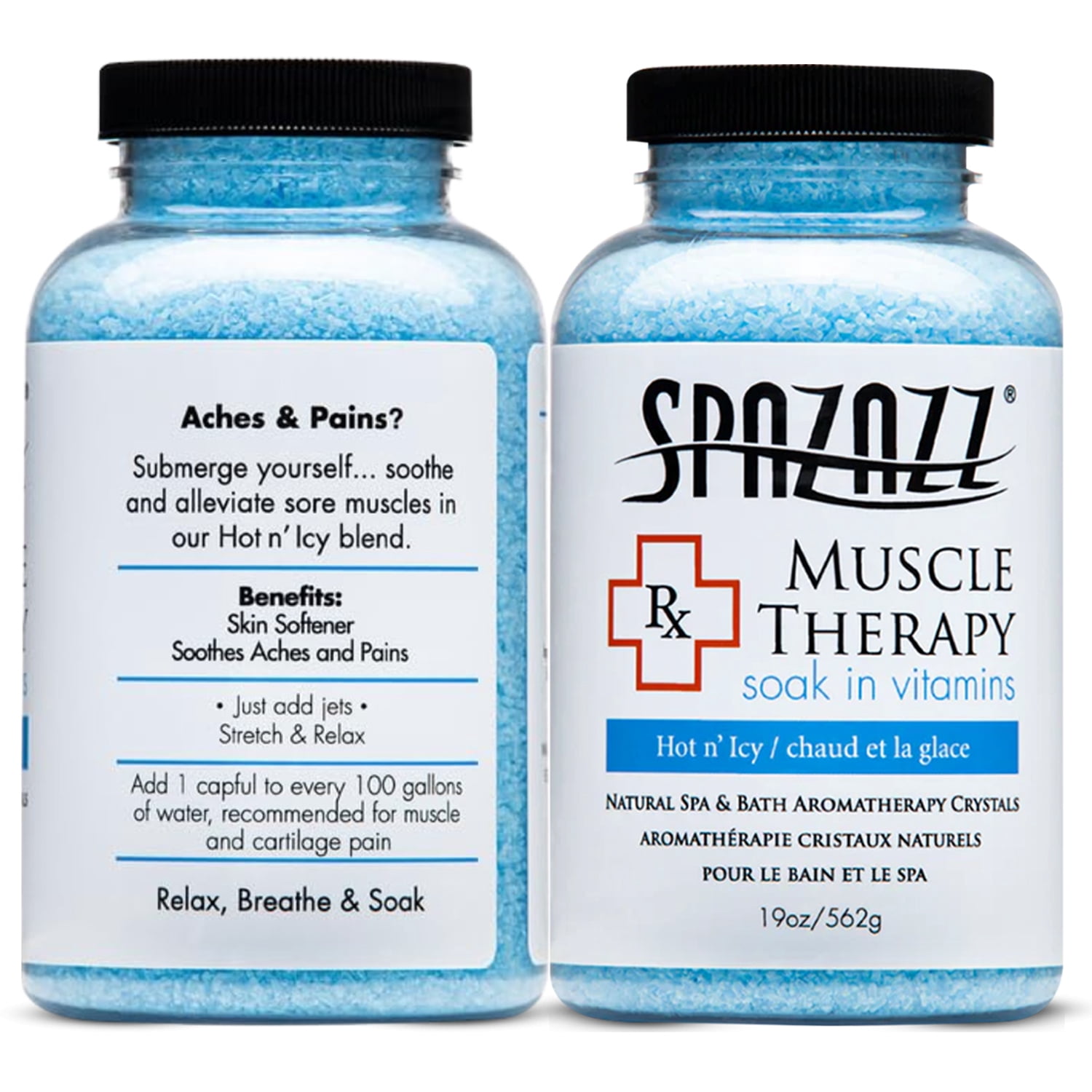 Spazazz Natural Spa & Bath Muscle Aromatherapy Crystals – 2 Pack (19oz Each) – Aloe Vera Scent, Magnesium & Mineral-Infused Hot Tub Soak – Relaxing Spa Essentials for Soaking Tubs & Foot Baths