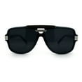 thumbnail image 4 of Classic 80s Rapper Mid Temple Flat Top Bridge Thick Plastic Racer Sunglasses Black Silver - Black, 4 of 4