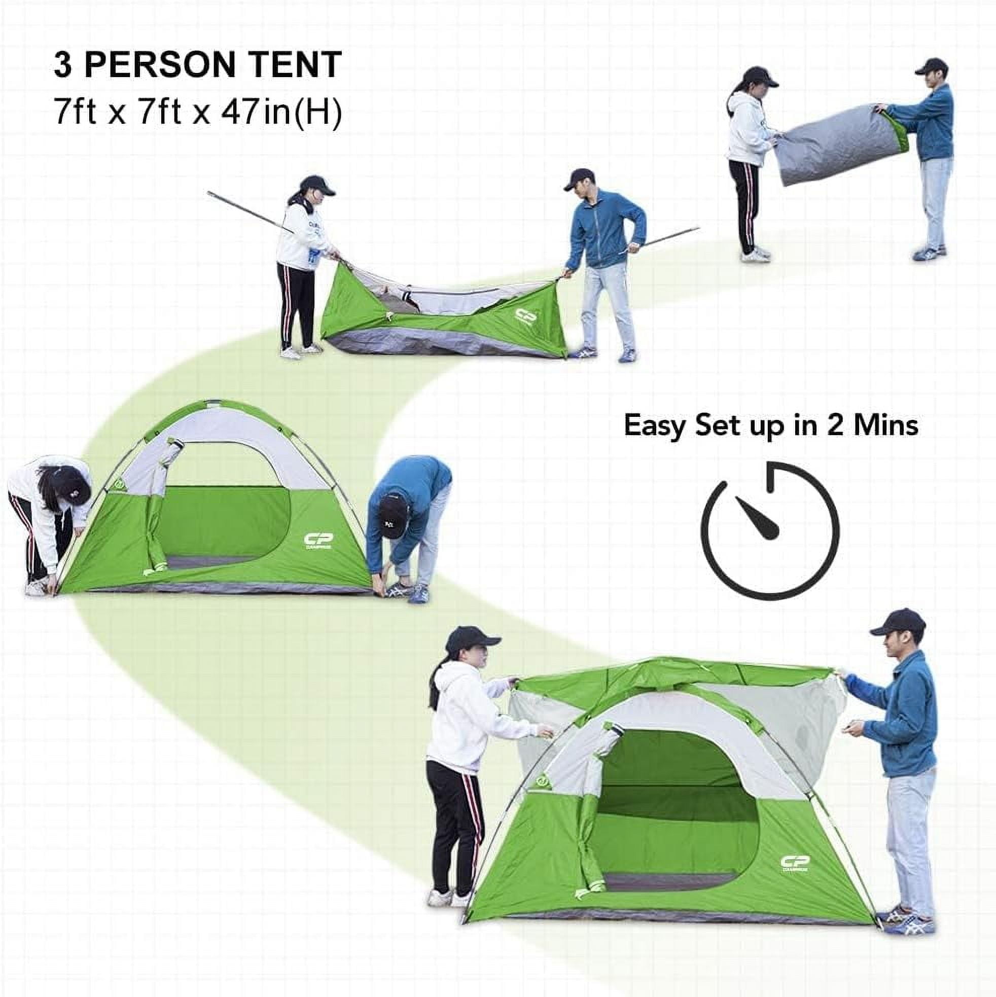 CAMPROS 3 Person Camping Tent Dome Tents Waterproof Windproof Backpacking Tent for Outdoor Hiking Beach