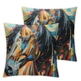 thumbnail image 2 of Nawypu Throw Pillow Covers, Green and Orange Horses Cushion Covers for Living,Bedroom,for Couch, Sofa, Chair  2pcs White, 2 of 6
